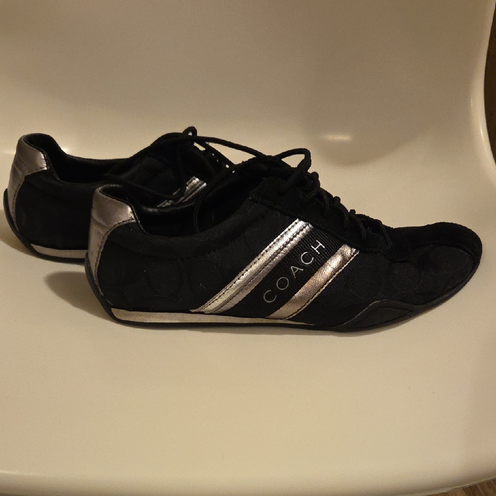 Coach Women's Jayme Sneaker in Black with Silver Details